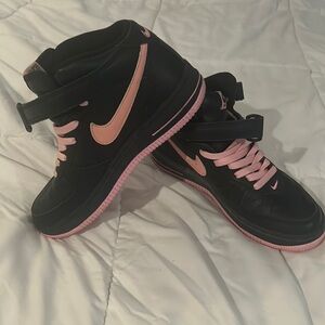 Black and pink Nike Air Force Ones, circa 2004, women’s US size 7.